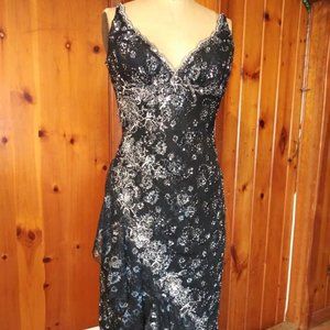 Elegant Black and White Floral Dress